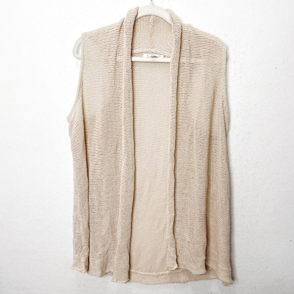 CAbi Linen Cotton Blend Knitted Sweater Vest Style 717 Natural Size X-Large